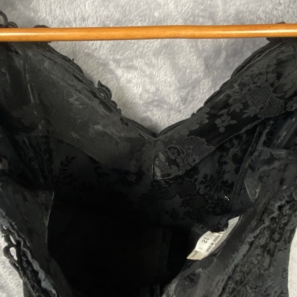 Vintage Black Velvet Off The Shoulder Dress 12 Party Whimsigoth Witchy Goth Prom - Picture 5 of 9